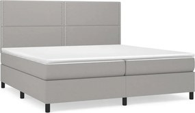 vidaXL Κρεβάτι Boxspring με Στρώμα Ανοιχτό Γκρι 200x200 εκ. Υφασμάτινο