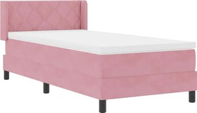 vidaXL Κρεβάτι με ελατήρια με κεφαλάρι Ροζ 200 x 100 cm Βελούδο