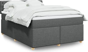 vidaXL Κρεβάτι Boxspring με Στρώμα Σκούρο Γκρι 140x200 εκ Υφασμάτινο