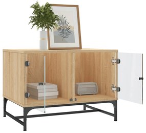 vidaXL Τραπεζάκι Σαλονιού Sonoma Δρυς 68,5x50x50 εκ με Γυάλινες Πόρτες