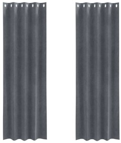 vidaXL Κουρτίνες με κουρτίνες 2 pcs Ανοιχτό γκρι 140 x 225 cm Βελούδο