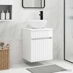 vidaXL Επιτοίχιος νιπτήρας βανίλιας Γυαλιστερό Λευκό