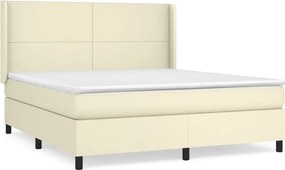 vidaXL Κρεβάτι Boxspring με Στρώμα Κρεμ 180x200 εκ. Συνθετικό Δέρμα