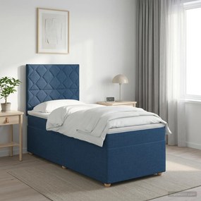 vidaXL Κρεβάτι box spring με στρώμα Μπλε 80 x 200 cm Ύφασμα