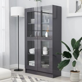 vidaXL Βιτρίνα Γυαλιστερό Γκρι 82,5 x 30,5 x 150 εκ. Μοριοσανίδα