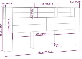vidaXL Κεφαλάρι Με Αποθηκευτικό Χώρο Sonoma Δρυς 220x18,5x104,5 εκ.