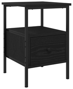 vidaXL Κομοδίνο Μαύρο Δρυς 34x36x50 εκ Επεξεργασμένο Ξύλο και Χάλυβας