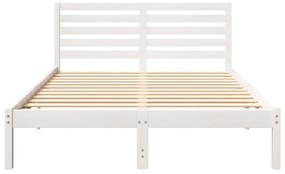 vidaXL Σκελετός Κρεβατιού Λευκό 135 x 190 cm Μασίφ ξύλο πεύκου