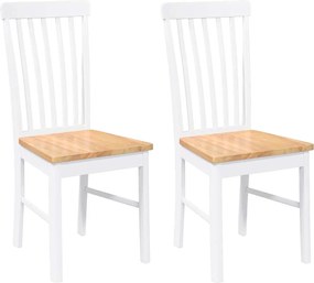 vidaXL Καρέκλες τραπεζαρίας 2 τεμάχια Λευκό μασίφ ξύλο καουτσούκ