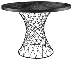 Τραπέζι Roter pakoworld μέταλλο μαύρο-μαύρο μαρμάρου Φ90x75εκ