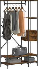 vidaXL Κρεμάστρα Ρούχων με Ράφια Καπνιστή Δρυς από Επεξεργασμένο Ξύλο