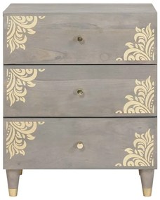vidaXL Κομοδίνο με συρτάρι Γκρι 50 x 33 x 62 εκ. Μασίφ ξύλο μάνγκο