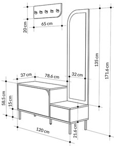 Έπιπλο εισόδου Mila Megapap με κρεμάστρα χρώμα sandstone120x37x171,6εκ.