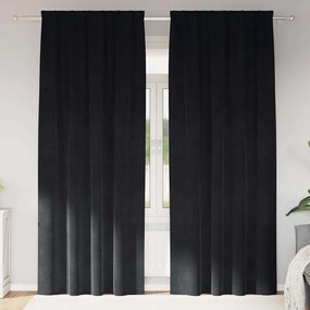 vidaXL Κουρτίνες με κουρτίνες 2 pcs Μαύρο 140 x 225 cm Βελούδο