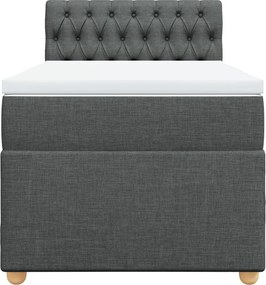 vidaXL Κρεβάτι Boxspring με Στρώμα Σκούρο Γκρι 80x200 εκ. Υφασμάτινο