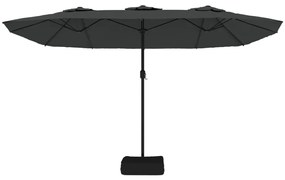vidaXL Ομπρέλα Κήπου με Διπλή Κορυφή και LED Ανθρακί 449 x 265 εκ.