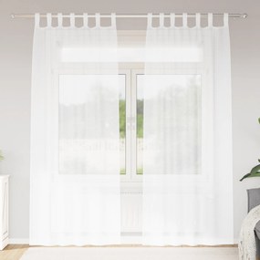 vidaXL Κουρτίνες με κουρτίνες 2 pcs Λευκό 140 x 225 cm Πολυεστέρας