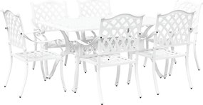 vidaXL Σέτ φαγητού για κήπο 7 pcs Λευκό Αλουμίνιο