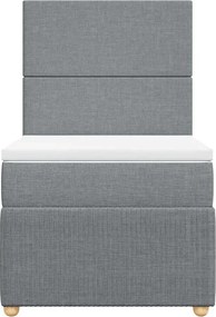 vidaXL Κρεβάτι Boxspring με Στρώμα Ανοιχτό Γκρι 100x200 εκ. Υφασμάτινο