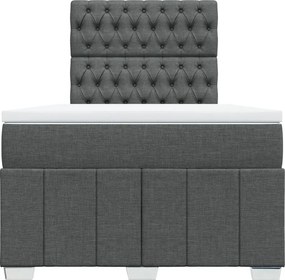 vidaXL Κρεβάτι Boxspring με Στρώμα Σκούρο Γκρι 120x190 εκ Υφασμάτινο