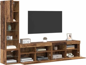 vidaXL Μονάδα Τοίχου Τηλεόρασης 4 pcs Παλιό ξύλο Επεξεργασμένο Ξύλο