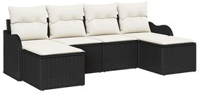 vidaXL Σετ Καναπέ Κήπου με μαξιλάρι 6 pcs Μαύρο Πολυ ράταν