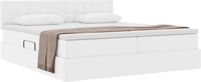 vidaXL Κρεβάτι Αποθήκης Καθαρό Λευκό 200 x 200 cm Τεχνητό Δέρμα