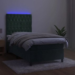 ΚΡΕΒΑΤΙ BOXSPRING ΜΕ ΣΤΡΩΜΑ &amp; LED ΣΚ. ΠΡΑΣΙΝΟ 90X200 ΕΚ ΒΕΛΟΥΔΟ 3136284