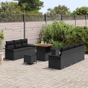 vidaXL Σετ Καναπέ Κήπου με μαξιλάρι 10 pcs Μαύρο 80 x 80 x 71 cm