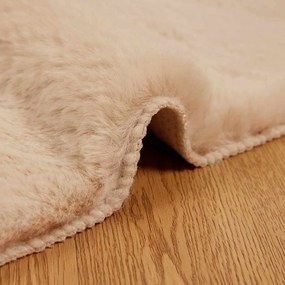 vidaXL Χαλιά Ψεύτικου Κουνελιού Olite Μπεζ Ø 200 εκ. Πολυεστέρας
