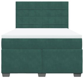 Κρεβάτι Boxspring με Στρώμα Σκούρο Πράσινο 160x200εκ. Βελούδινο - Πράσινο