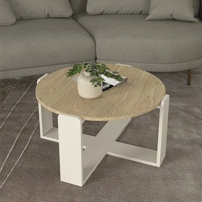 Τραπεζάκι σαλονιού Rebel Megapap χρώμα rota oak - sandstone Ø70x38εκ.-GP042-0288,1