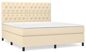 vidaXL Κρεβάτι Boxspring με Στρώμα Κρεμ 160x200 εκ. Υφασμάτινο