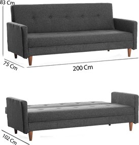 3-Seat Sofa-Bed Hiko - Dark Grey Dark Grey