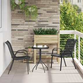 vidaXL Σετ 3 τεμαχίων Bistro Μαύρο Τεξτιλίνη και Ατσάλι