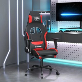 Καρέκλα Gaming Μαύρη/κόκκινο Ύφασμα με Υποπόδιο - Μαύρο