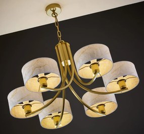 Κρεμαστό Πολύφωτο Arthur Φ78cm Χρυσό με Λευκό Ύφασμα