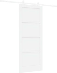vidaXL Συρόμενη Πόρτα Λευκό 83 x 202 εκ. Μασίφ Ξύλο Πεύκου