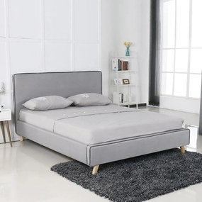 MORISSON Κρεβάτι Διπλό, για Στρώμα 160x200cm, Ύφασμα Ανοιχτό Γκρι   1τμχ