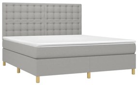 vidaXL Κρεβάτι Boxspring με Στρώμα &amp; LED Αν.Γκρι 180x200εκ. Υφασμάτινο