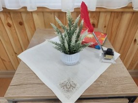 Stewehome Διακοσμητικό τραπεζιού με λευκή ψάθινη γλάστρα και φυσική υφή λεβάντας