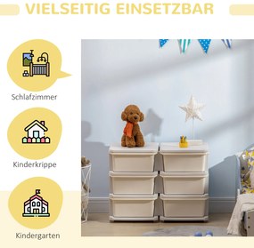 HOMCOM Κουτί αποθήκευσης για παιδιά, κουτί αποθήκευσης παιδικό, 3 συρτάρια, Λευκό