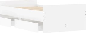 vidaXL Πλαίσιο Κρεβατιού με Συρτάρια Χωρίς Στρώμα Λευκό 100x200 εκ.