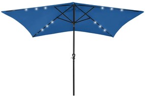 Ομπρέλα Αζούρ Μπλε 2 x 3 μ. με LED και Ατσάλινο Ιστό - Μπλε