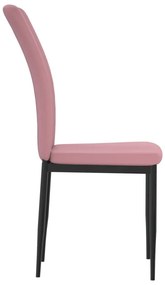 Καρέκλες Τραπεζαρίας 4 τεμ. Ροζ Βελούδινες - Ροζ