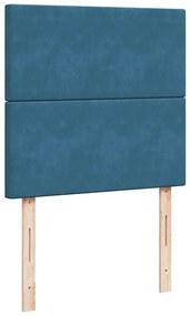 vidaXL Κρεβάτι Boxspring με Στρώμα Σκούρο Μπλε 90x190 εκ. Βελούδινο