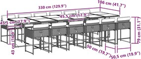 vidaXL Σετ Τραπεζαρίας Κήπου 13τεμ. Μαύρο από Συνθ. Ρατάν με Μαξιλάρια
