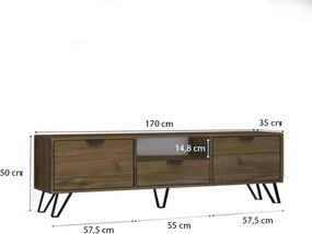 Έπιπλο τηλεόρασης Jasmine καρυδί 170x35x50εκ