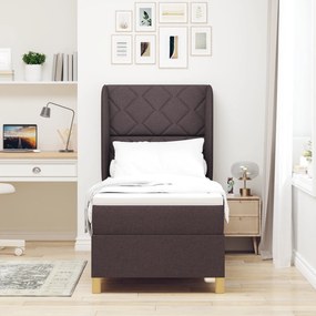 vidaXL Κρεβάτι Box Spring με Στρώμα Σκούρο Καφέ 80x200 εκ. Ύφασμα