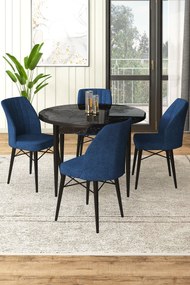 Dining Table &amp; Chairs Set (5 Pieces) Rox - Black Marble, Navy Blue Black Marble
Navy Blue